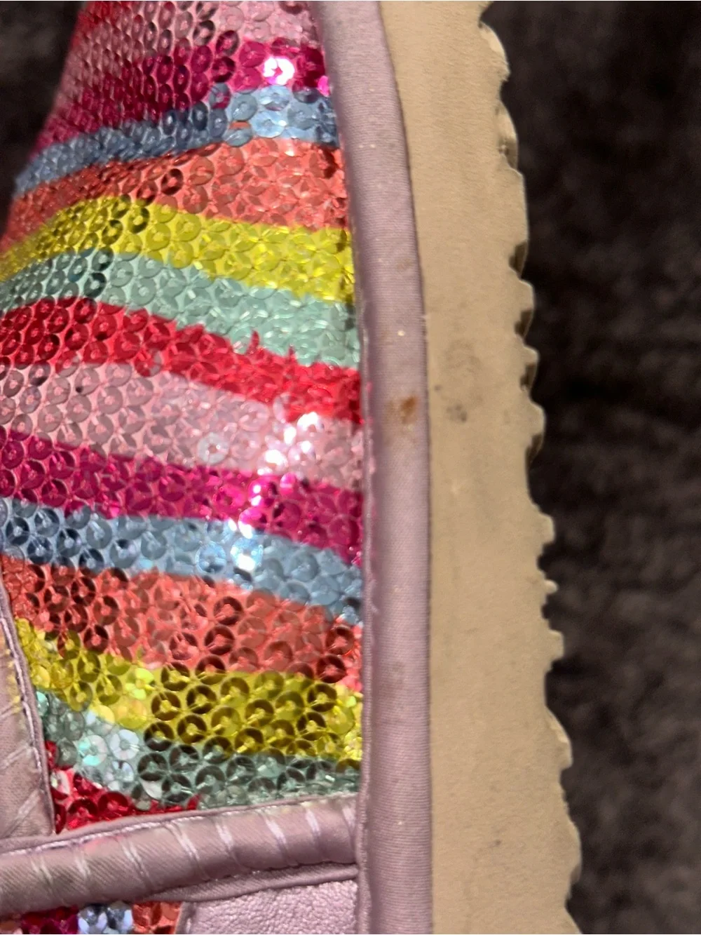 UGG Kids' Pink Blue Rainbow Mural Classic Short II Boots Sz 11 Whimsy Girly